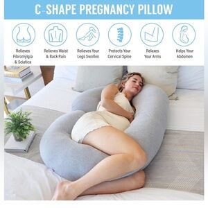 Gray C-Shape Pregnancy Pillow